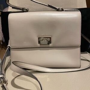 Kate Spade Cream Leather Crossbody Satchel Bag with Gold Hardware